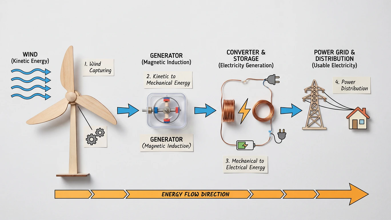 un schéma de production d’énergie éolienne réalisé avec Nano Banana Pro dans AI Ease
